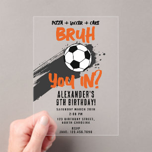 Invitations En Acrylique Fête d'anniversaire de garçon ado jeu de football