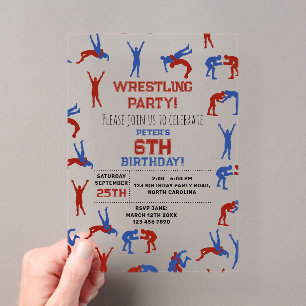 Invitations En Acrylique Fête d'anniversaire de lutte gréco-romaine libre