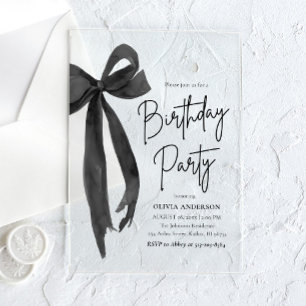 Invitations En Acrylique Fête d'anniversaire élégante à l'aquarelle avec un