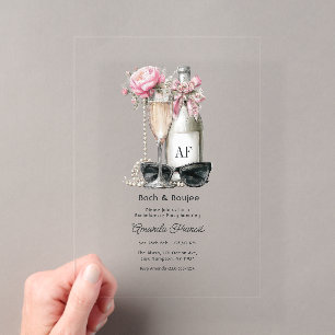Invitations En Acrylique Fête de Bachelorette Bach & Boujee Monogram Chic