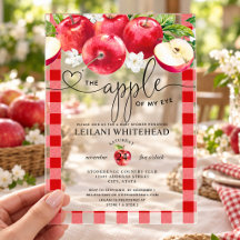 Fête de Bébé à l'aquarelle Rouge Gingham Pomme de