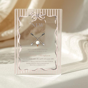 Invitations En Acrylique Fête de bébé au golf de genre neutre beige vintage