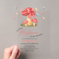 Fête de Bébé Champignon Fleur Rouge Ruban