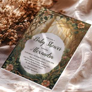 Invitations En Acrylique Fête de Bébé Forêt Enchantée