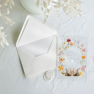 Invitations En Acrylique Fête de bébé SomeBunny Pâques Fleur Sauvage