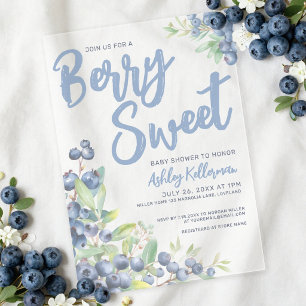 Invitations En Acrylique Fête de Bébé Sucrée aux Bleuets