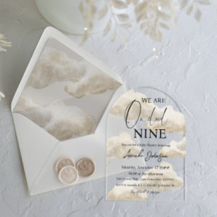 Invitations En Acrylique Fête de bébé sur le thème du ciel Beige Nuage Neuf