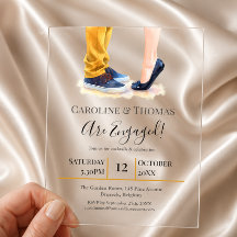 Fête de fiançailles de couple à l'aquarelle modern