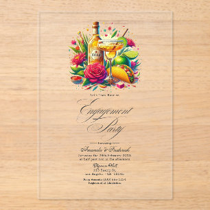 Invitations En Acrylique Fête de fiançailles mexicaine transparente