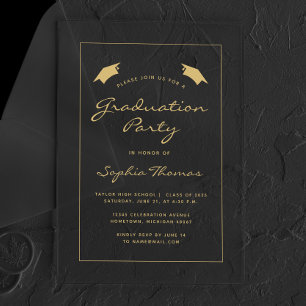 Invitations En Acrylique Fête de fin d'études 2026 Bordure Or Classique