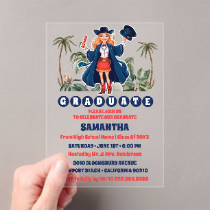 Invitations En Acrylique Fête de graduation de la cow-girl côtière