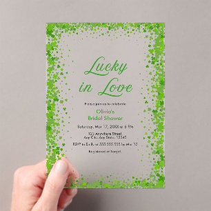Invitations En Acrylique Fête de la Saint-Patrick Chanceux en Amour Enterre