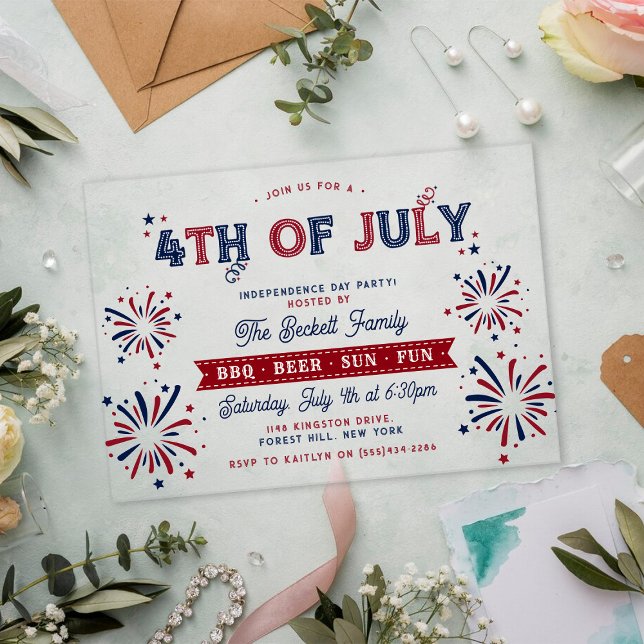 Invitations En Acrylique Fête de l'Indépendance 4 juillet tendance (Créateur téléchargé)