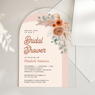 Invitations En Acrylique Fête de mariage bohème florale en terre cuite Pamp
