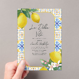Invitations En Acrylique Fête de Mariage Carrelage Italien & Citron - La Do