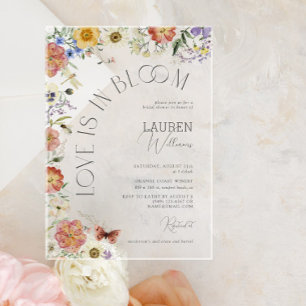 Invitations En Acrylique Fête de mariage champêtre Love Is In Bloom