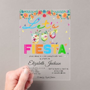 Invitations En Acrylique Fête de mariage Mexicaine Fiesta
