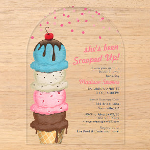 Invitations En Acrylique Fête de mariage moderne aquarelle glace d'été