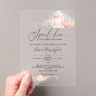 Invitations En Acrylique Fête de mariage Peach Blush Spoil Her Lingerie