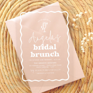 Invitations En Acrylique Fête de Mariage Rétro Ondulée Moderne Bruch