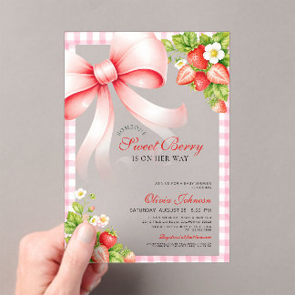 Invitations En Acrylique Fête de naissance Strawberry Someone Sweet Berry B