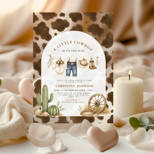 Invitations En Acrylique Fête de naissance western Little Cowboy Impression