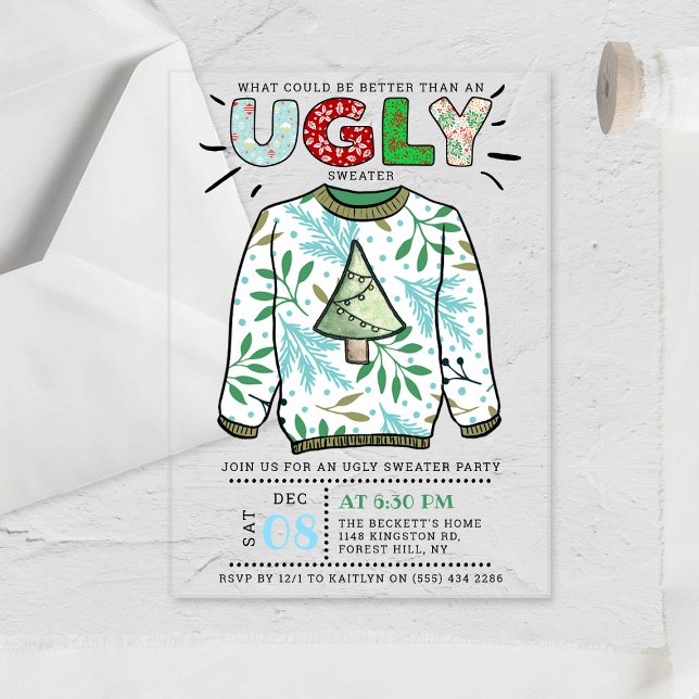 Invitations En Acrylique Fête de Noël affreuse (Créateur téléchargé)
