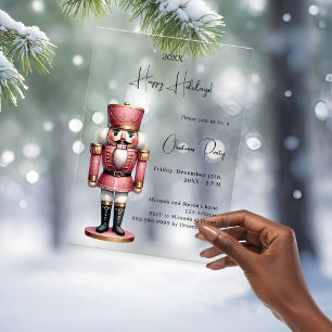 Invitations En Acrylique Fête de Noël au sucre rose Casse-Noisette