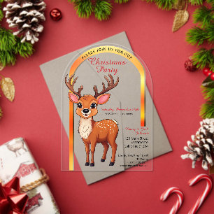 Invitations En Acrylique Fête de Noël avec un renne mignon