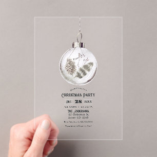 Invitations En Acrylique Fête de Noël Bohème Neutre Transparente
