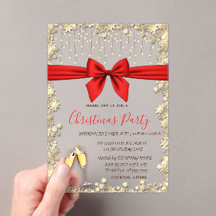Invitations En Acrylique Fête de Noël de la société Red Bow, Verre, Étoiles