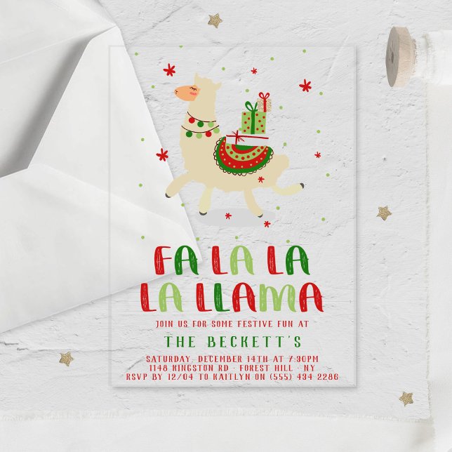 Invitations En Acrylique Fête de Noël Fiesta Llama (Créateur téléchargé)