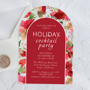 Invitations En Acrylique Fête de Noël Floral Poinsettia