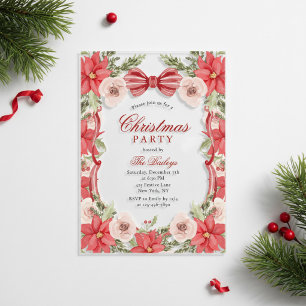 Invitations En Acrylique Fête de Noël Florale Élégante et Coquette