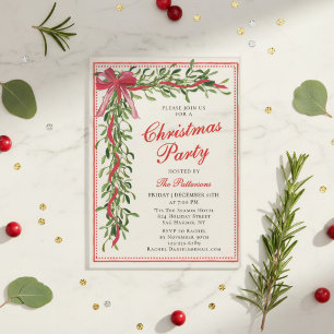 Invitations En Acrylique Fête de Noël Gui Moderne Ruban Fête de vacances