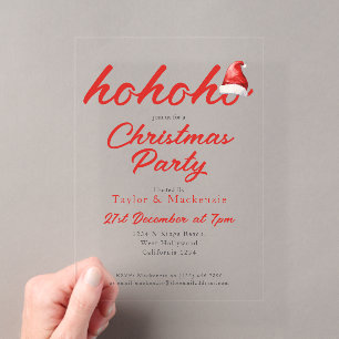 Invitations En Acrylique Fête de Noël Ho Ho Ho Santa Hat