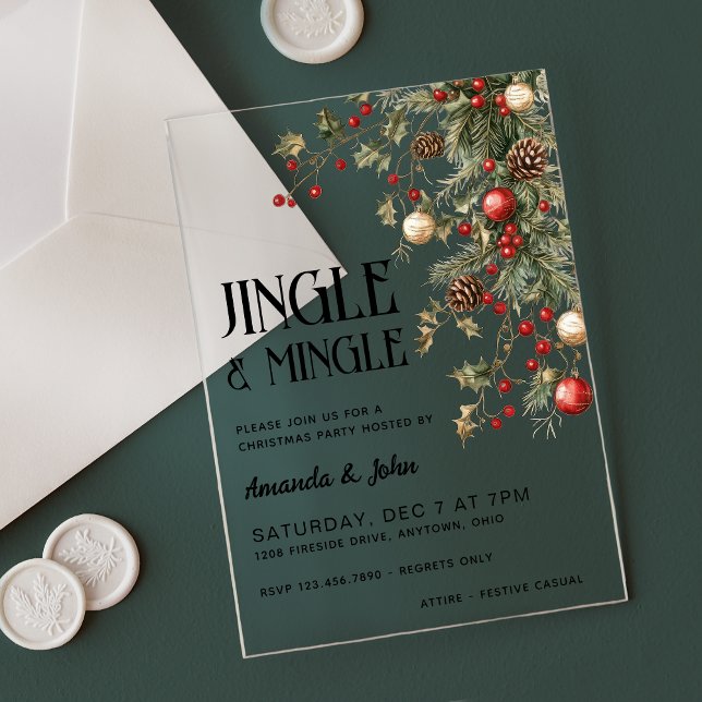 Invitations En Acrylique Fête de Noël Jingle & Mingle (Créateur téléchargé)