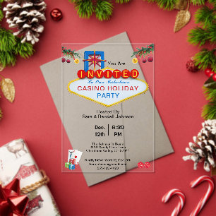 Invitations En Acrylique Fête de Noël Las Vegas Casino Style
