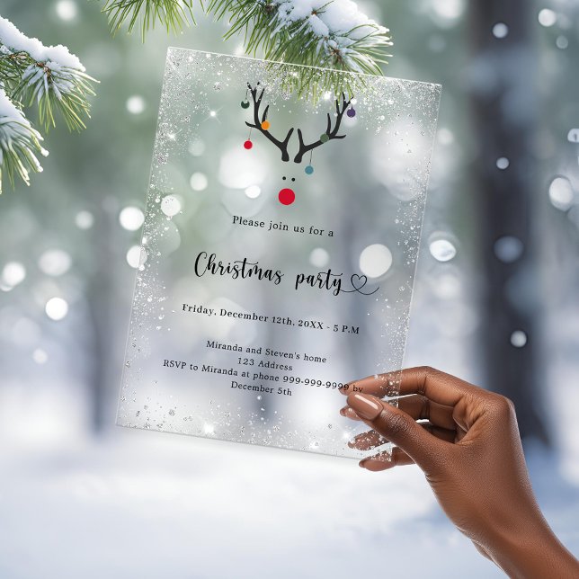 Invitations En Acrylique Fête de Noël moderne drôle rennes gelés (Créateur téléchargé)