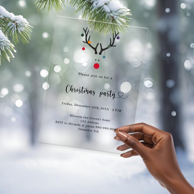 Invitations En Acrylique Fête de Noël moderne drôle rennes gelés (Créateur téléchargé)