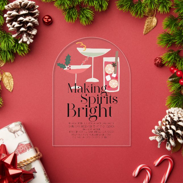 Invitations En Acrylique Fête de Noël pour les spiritueux (Insitu (vacances))