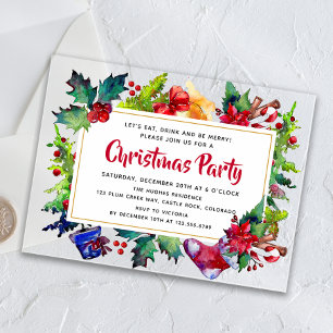 Invitations En Acrylique Fête de Noël Watercolor