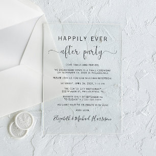 Invitations En Acrylique Fête de réception de mariage «Joyeux pour toujours