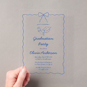 Invitations En Acrylique Fête de remise de diplômes avec un nœud papillon o
