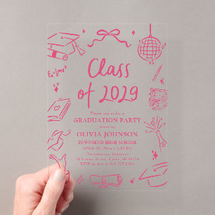 Invitations En Acrylique Fête de remise des diplômes de la promotion 2029 d