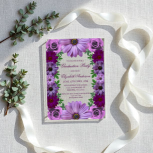 Invitations En Acrylique Fête de remise des diplômes florale violette royal