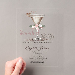 Invitations En Acrylique Fête des mariées à martini à la florale de Brunch 