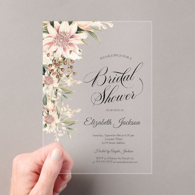 Invitations En Acrylique Fête des mariées Chic Boho Aquarelle (In situ (ordinateur de poche))