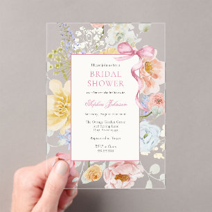 Invitations En Acrylique Fête des mariées de Fleur sauvage jolie cabosse ro