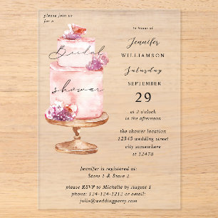 Invitations En Acrylique Fête des mariées de gâteau rose